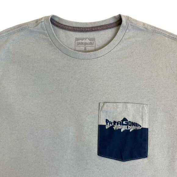 Patagonia Wild Waterline Pocket Responsibili-tee Wispy Green Recycled Cotton Sm - Picture 7 of 16